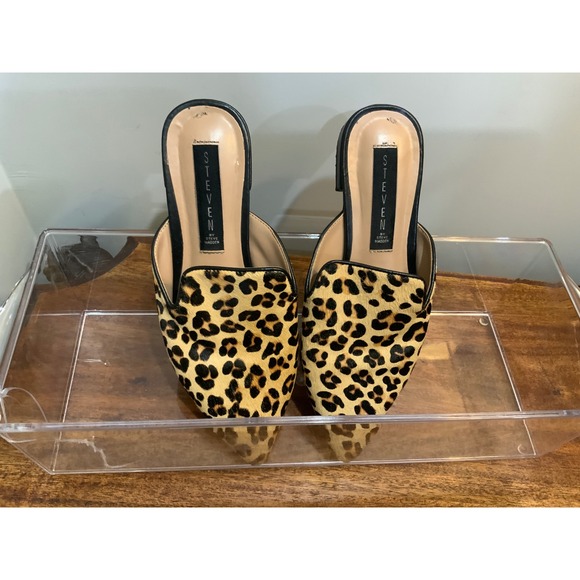 STEVEN by Steve Madden Leopard Print Calf Hair Pointed Toe Mule‎ Flats Women - Picture 8 of 14